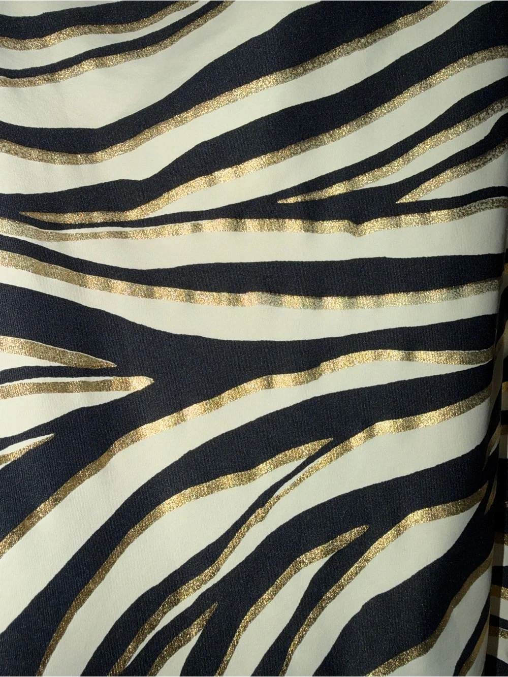 Michael Kors Black, White & Gold Zebra Stripe One-Shoulder Swimsuit - Picture 9 of 9
